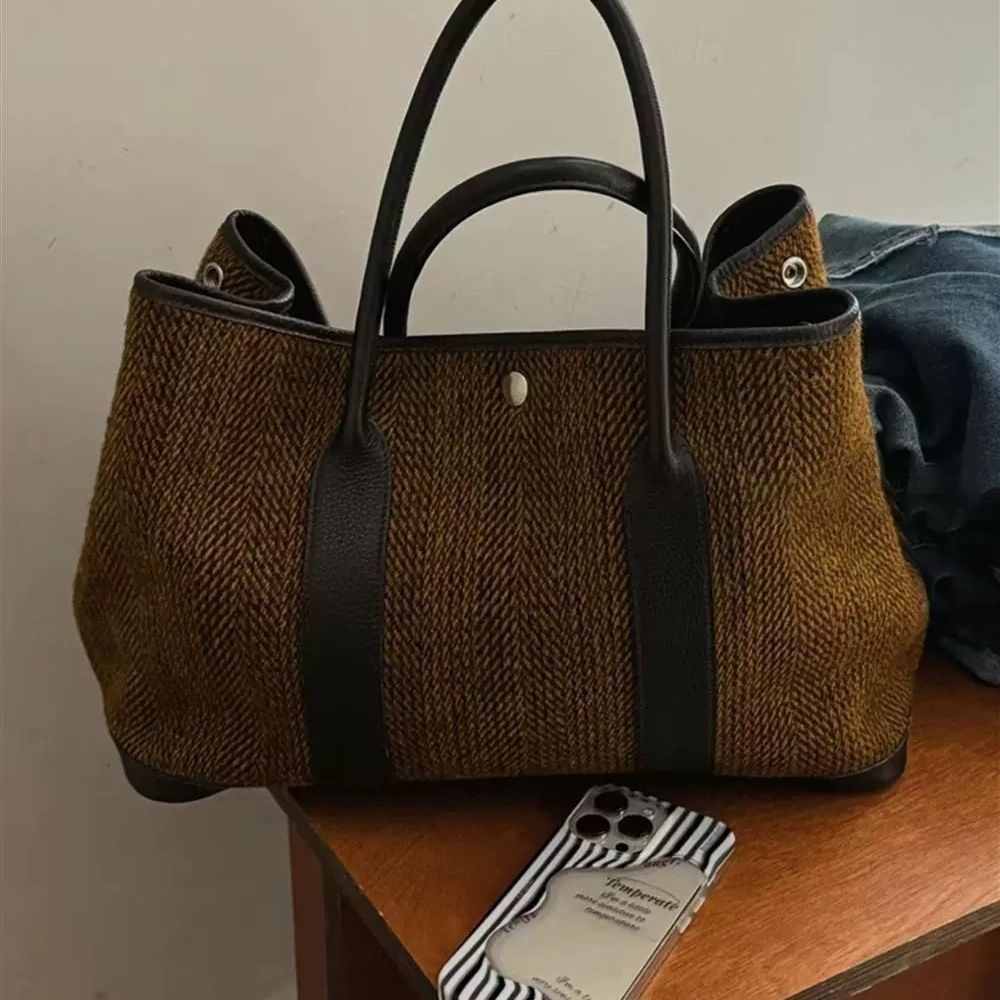 Luxury Bags Vintage - JIAERDI Retro Weave Tote Bag Women