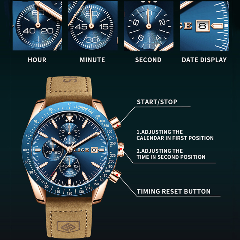 LIGE Casual Sports Men Watch L - Luxury Bags Brands List incelemesi ve fiyatı