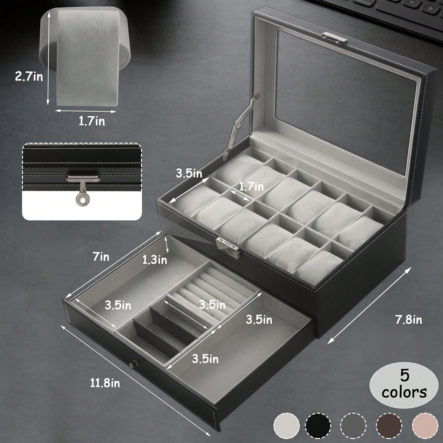 Luxury 12-Slot 2-Tier PU Leath - Luxury Bags Tier incelemesi ve fiyatı