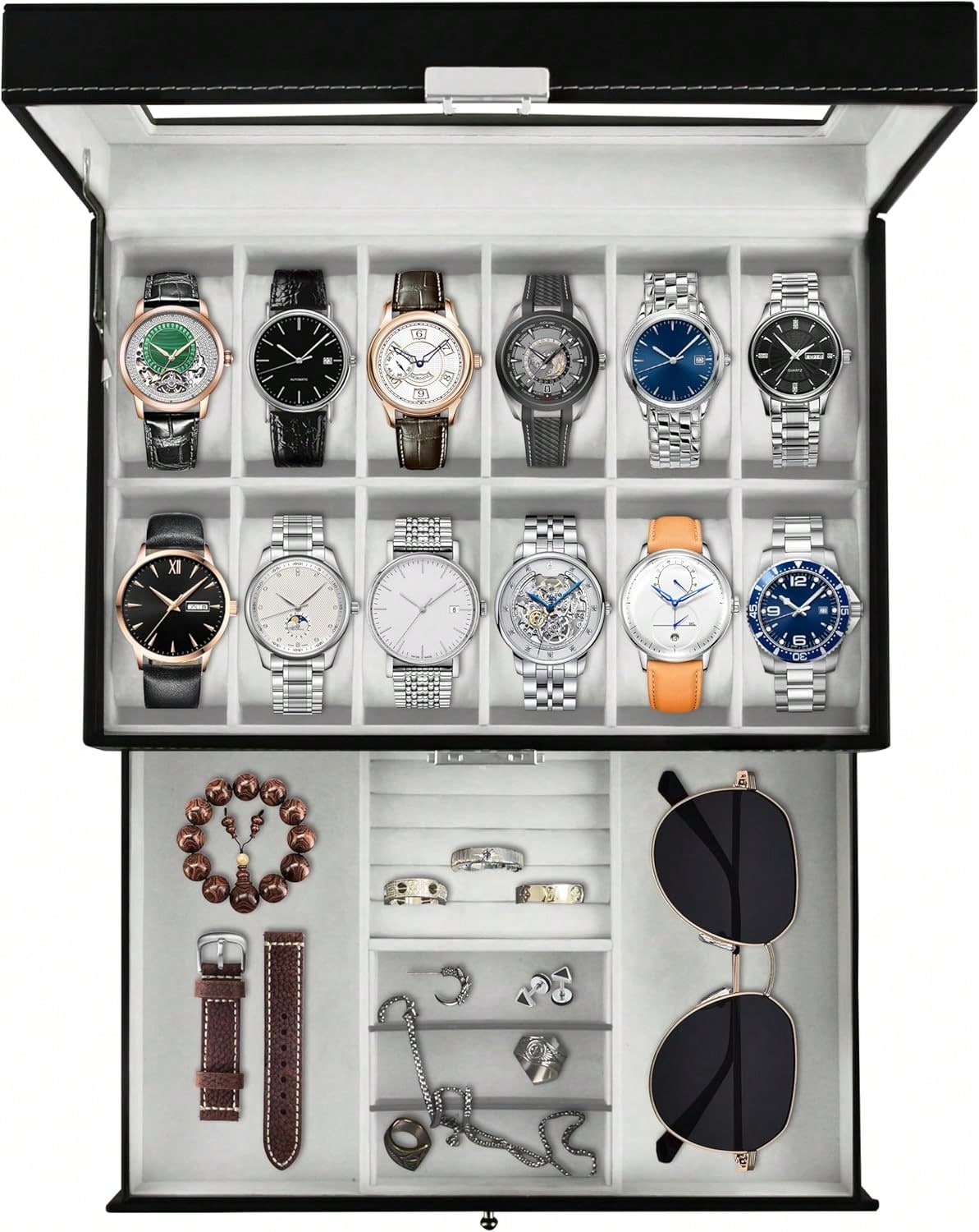 Luxury 12-Slot 2-Tier PU Leath - Luxury Bags Tier incelemesi ve fiyatı