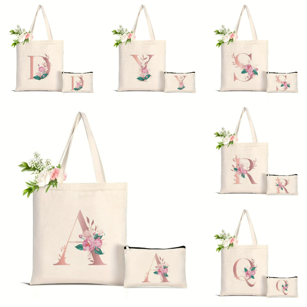 1pc Floral Love Letter Print T - Canvas Tote Designer incelemesi ve fiyatı