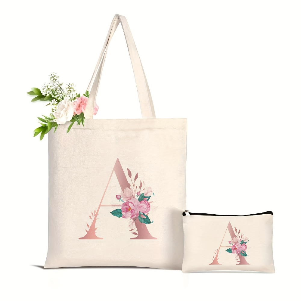 1pc Floral Love Letter Print T - Canvas Tote Designer incelemesi ve fiyatı