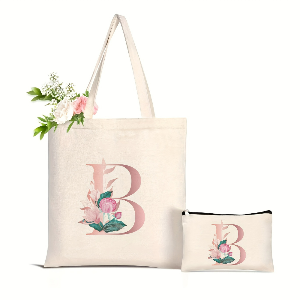 1pc Floral Love Letter Print T - Canvas Tote Designer incelemesi ve fiyatı