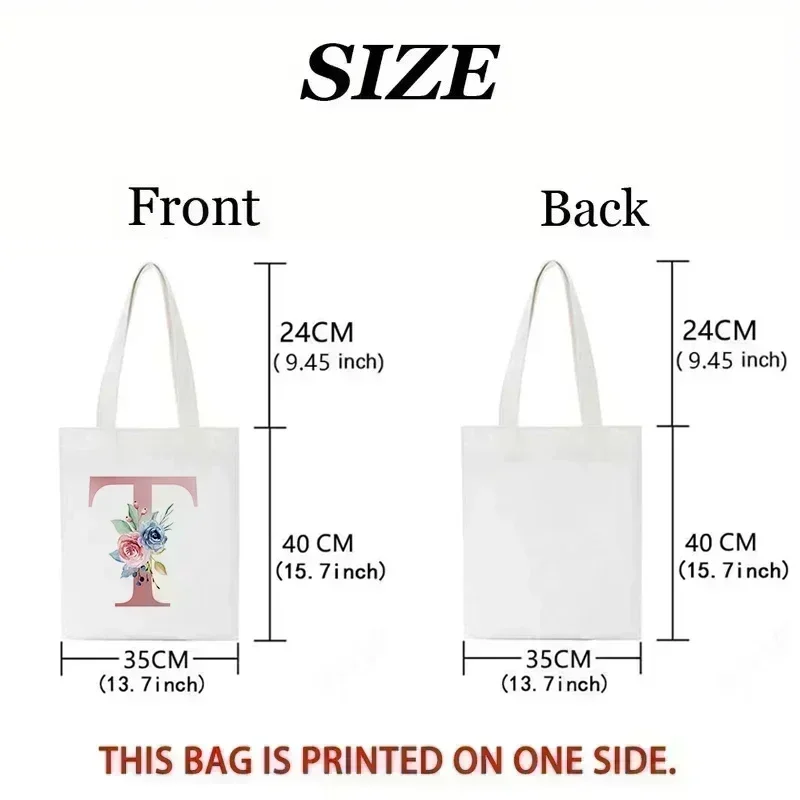 1pc Floral Love Letter Print T - Canvas Tote Designer incelemesi ve fiyatı