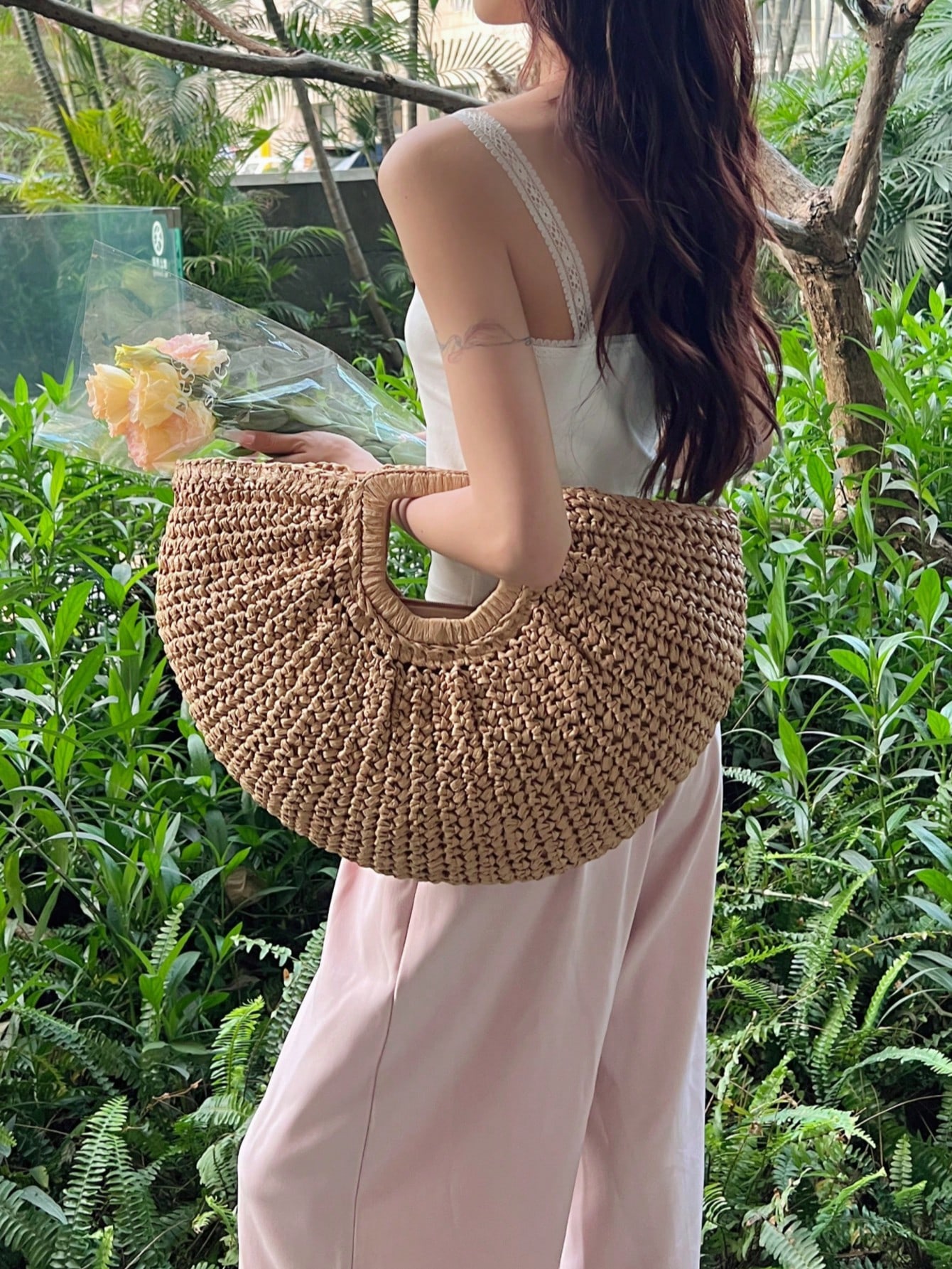 1pc Large Capacity Straw Woven - Canvas Tote Designer incelemesi ve fiyatı