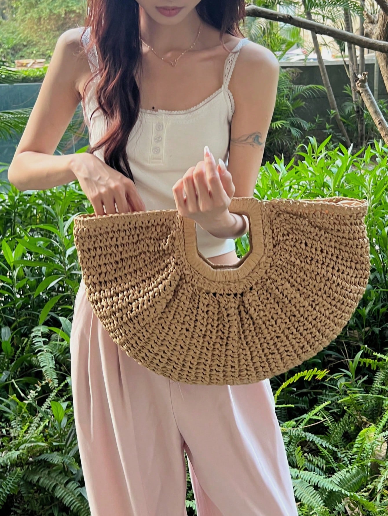 1pc Large Capacity Straw Woven - Canvas Tote Designer incelemesi ve fiyatı