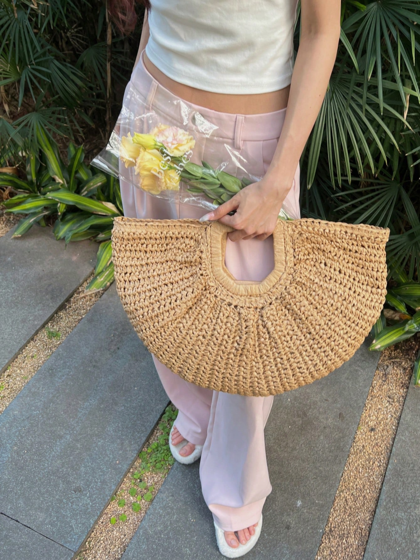 1pc Large Capacity Straw Woven - Canvas Tote Designer incelemesi ve fiyatı