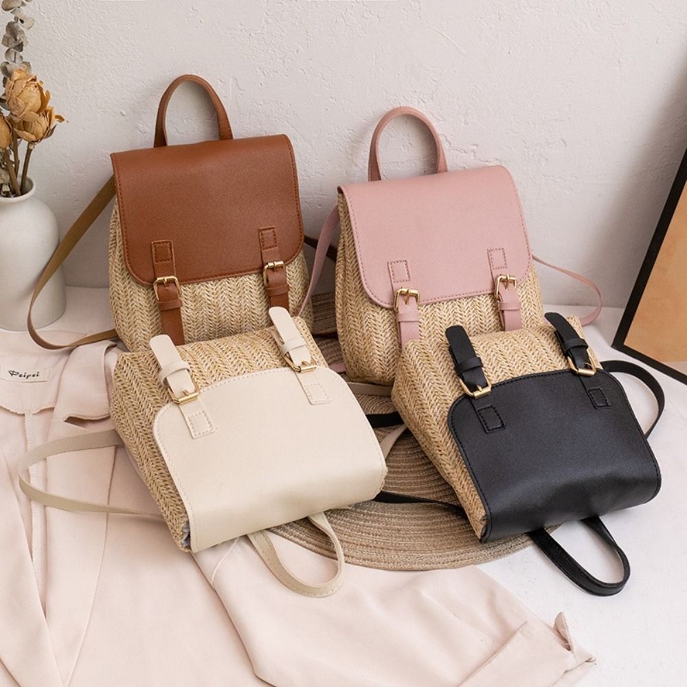 Fashion PU Leather Straw Backp - Luxury Bags Vintage incelemesi ve fiyatı